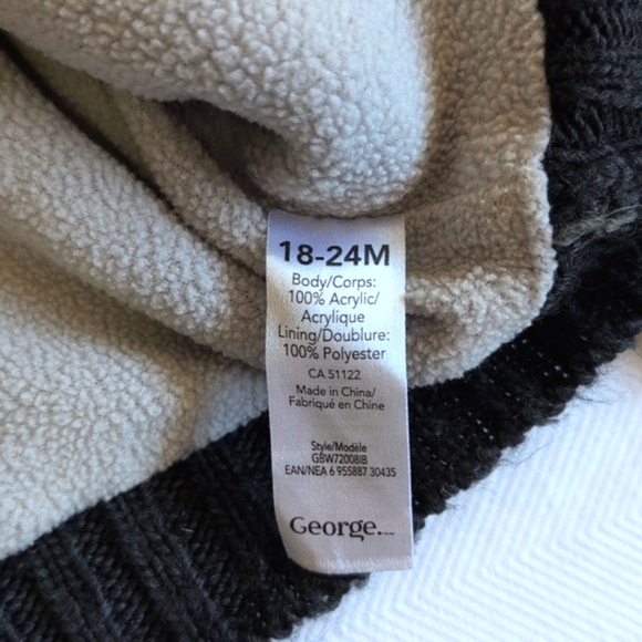 george fleece-lined acrylic knit shawl collar cardigan sweater 18-24 months baby - Picture 5 of 6